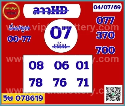 Thai Lotto Cut Digit Numbers HTF Set Master Lucky 16.07.26