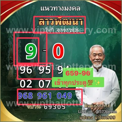 Thai Lotto 3Up Final Game Lucky Sure namber Set 16/07/2026