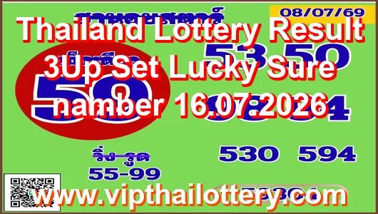 Thailand Lottery Result 3Up Set Lucky Sure namber 16.07.2026