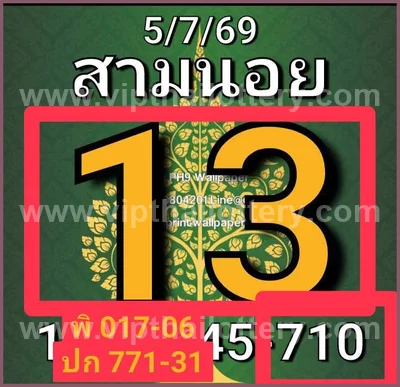 Thai Lottery Tips Numbers 3Up Game VIP Set Touch 16.7.2026