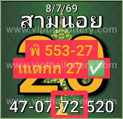 Thai Lottery Tips Numbers 3Up Game VIP Set Touch 16.7.2026