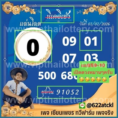 Thailand Lottery Result 100% Sure Number VIP Set 16.7.2026