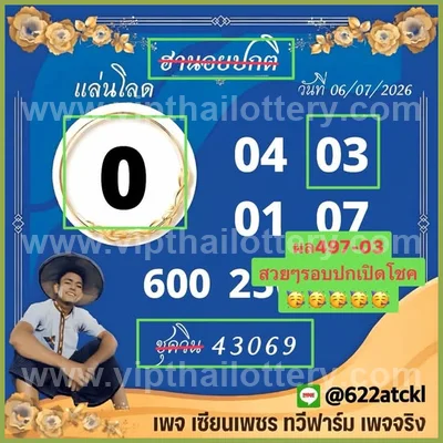 Thailand Lottery Result 100% Sure Number VIP Set 16.7.2026