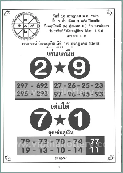 Thai Lottery Paper Non-Miss Final Game 3Up 16th July 2026