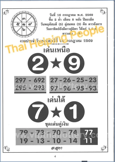 Thai Lottery Paper Non-Miss Final Game 3Up 16th July 2026