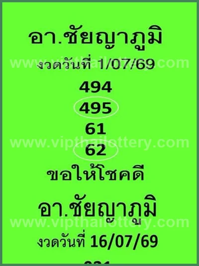 Thai Lottery Tips Numbers Set Direct Touch 16th July 2026