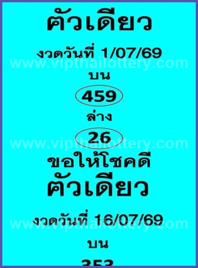 Thai Lottery Tips Numbers Set Direct Touch 16th July 2026