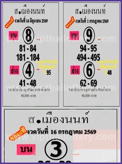 Thai Lottery Tips Numbers Set Direct Touch 16th July 2026