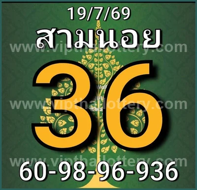 Thailand Lottery Down Non-Miss Lucky Paper Set 1st August 26