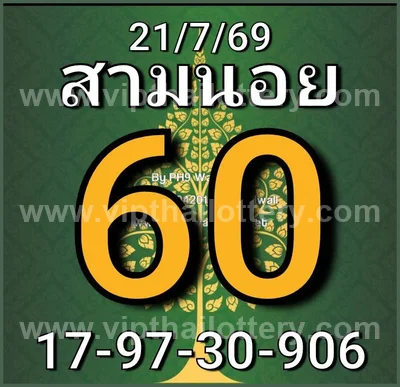 Thailand Lottery Down Non-Miss Lucky Paper Set 1st August 26