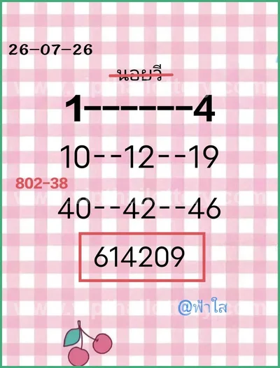 Thailand Lottery Lucky Master 3Up Direct HTF 1st August 26