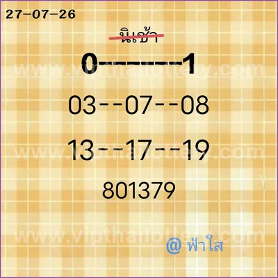 Thailand Lottery Lucky Master 3Up Direct HTF 1st August 26