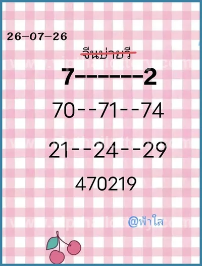 Thailand Lottery Lucky Master 3Up Direct HTF 1st August 26