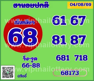 Thailand Lottery Down Master Non-Miss Direct 3Up 16-08-2026