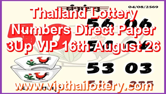 Thailand Lottery Numbers Direct Paper 3Up VIP 16th August 26