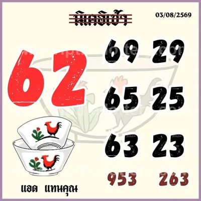 Thailand Lottery Numbers Direct Paper 3Up VIP 16th August 26