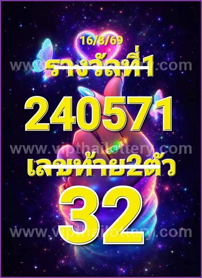Thailand Lottery Game 3Up Lucky Numbers Paper VIP 01.9.2026