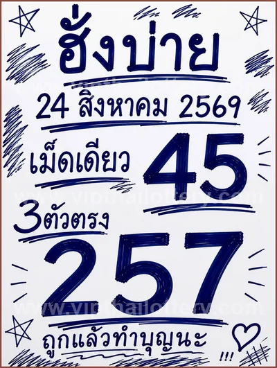 Thailand Lottery Numbers Touch HTF Cut Digit VIP 01.09.2026