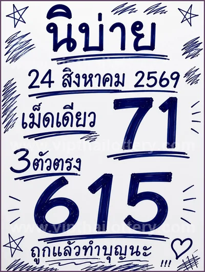 Thailand Lottery Numbers Touch HTF Cut Digit VIP 01.09.2026