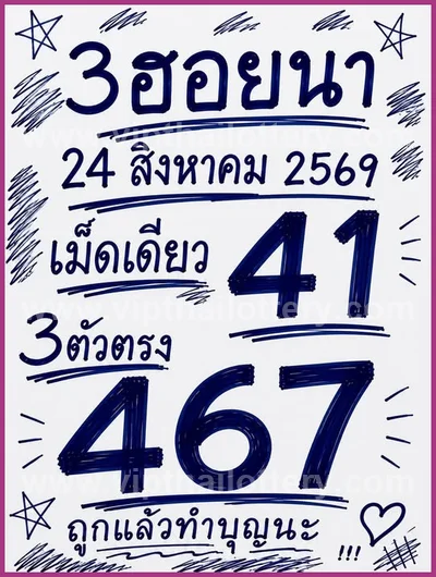 Thailand Lottery Numbers Touch HTF Cut Digit VIP 01.09.2026