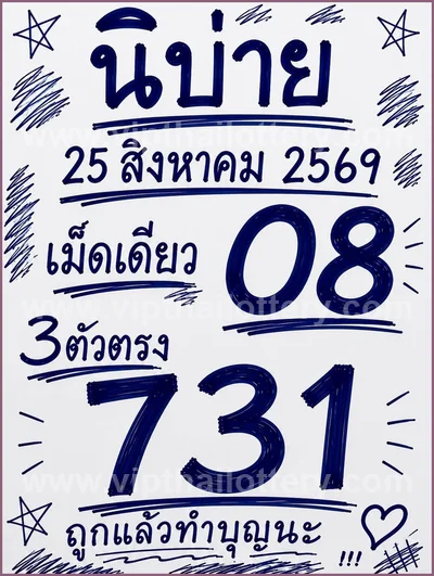 Thailand Lottery Numbers Touch HTF Cut Digit VIP 01.09.2026