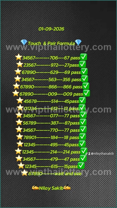 Thailand Lottery Down Non-Miss Result Game Paper 01/9/2026