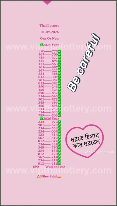 Thailand Lottery Down Non-Miss Result Game Paper 01/9/2026
