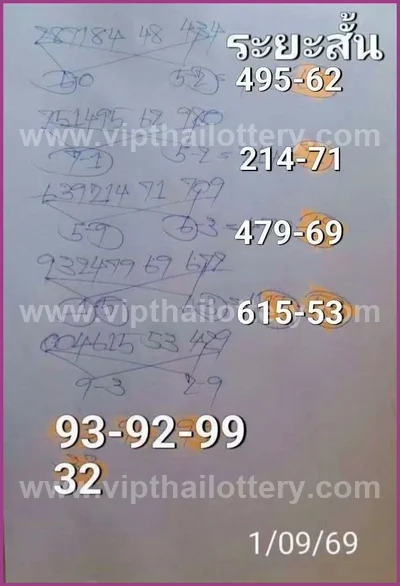 Thailand Lottery Down Non-Miss Result Game Paper 01/9/2026