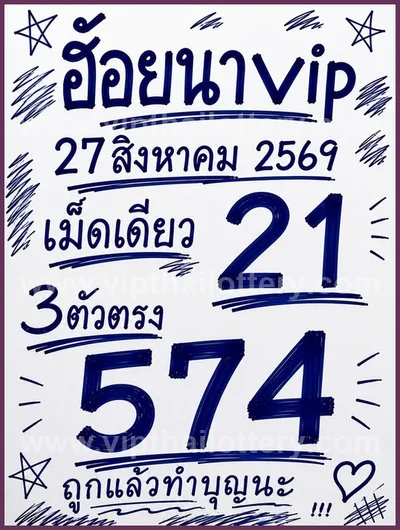 Thailand Lottery Down VIP Direct Final Game Set 01.09.2026