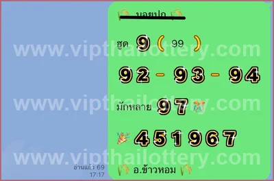 Thai Lotto Paper Lucky Touch Formula Numbers Set 01/09/2026