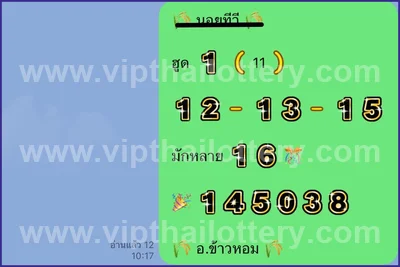 Thai Lotto Paper Lucky Touch Formula Numbers Set 01/09/2026