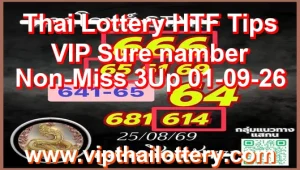 Thai Lottery HTF Tips VIP Sure namber Non-Miss 3Up 01-09-26