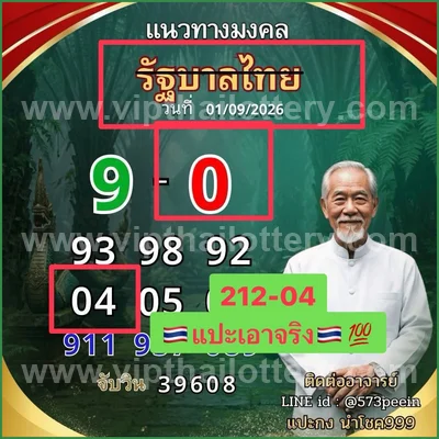Thai Lottery Lucky 3d Tips VIP Cut Digit Formula 16-09-2026