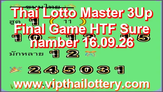 Thai Lotto Master 3Up Final Game HTF Sure namber 16.09.26
