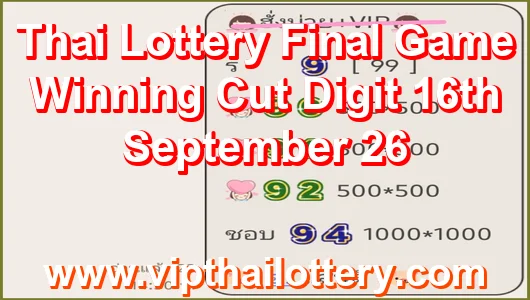 Thai Lottery Final Game Winning Cut Digit 16th September 26