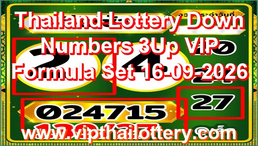 Thailand Lottery Down Numbers 3Up VIP Formula Set 16-09-2026