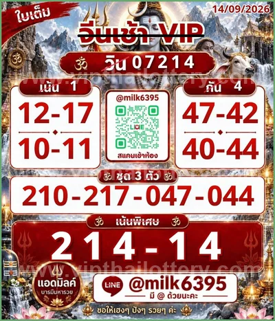 Thai Lottery Numbers HTF Tips Game Set Touch VIP 16.09.2026