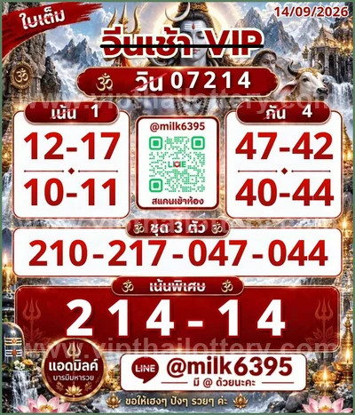 Thai Lottery Numbers HTF Tips Game Set Touch VIP 16.09.2026